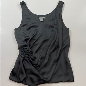 H&M Women’s Gray Sleeveless Blouse Draped Rose Accent Sz 4